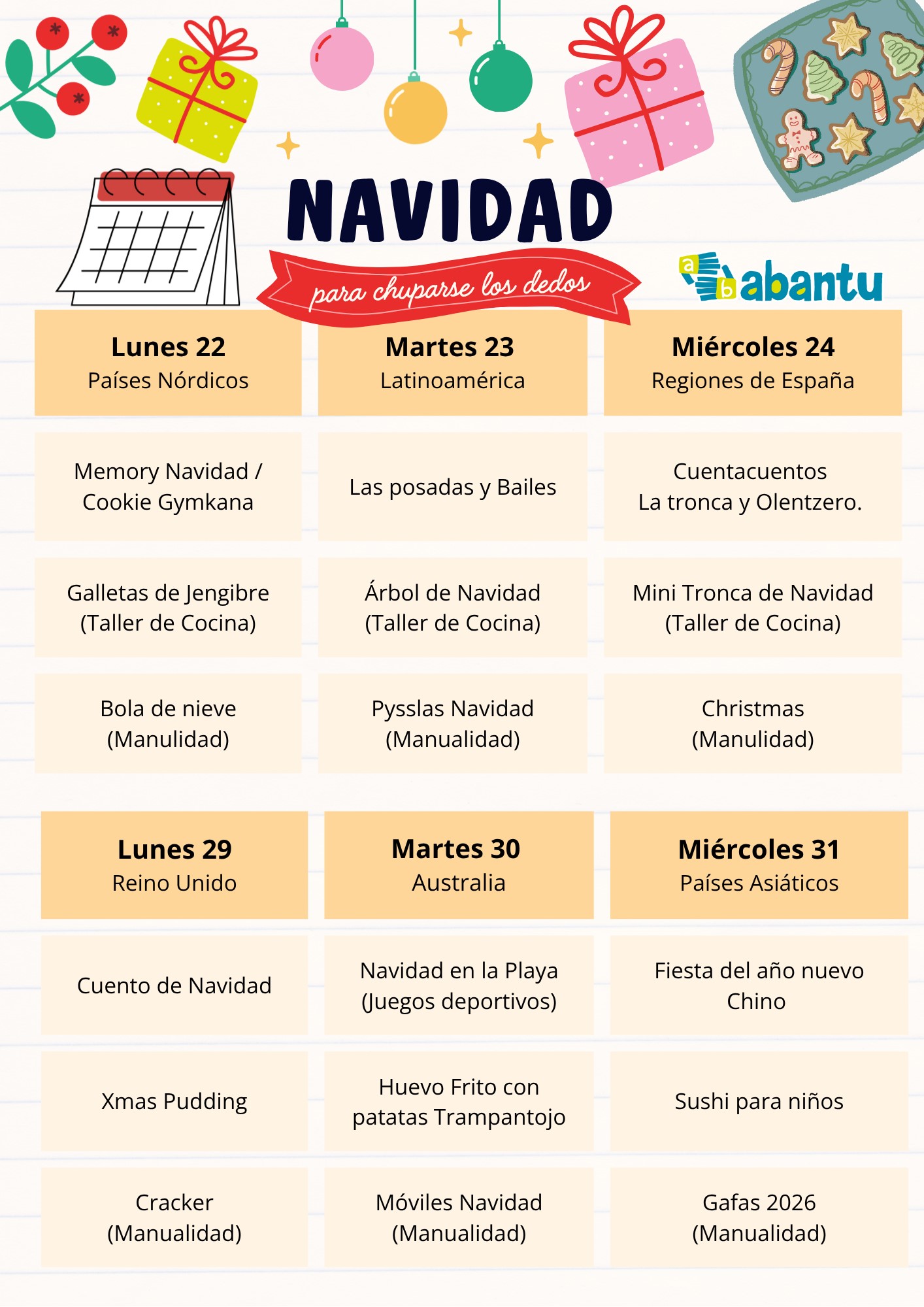colonias de navidad abantu